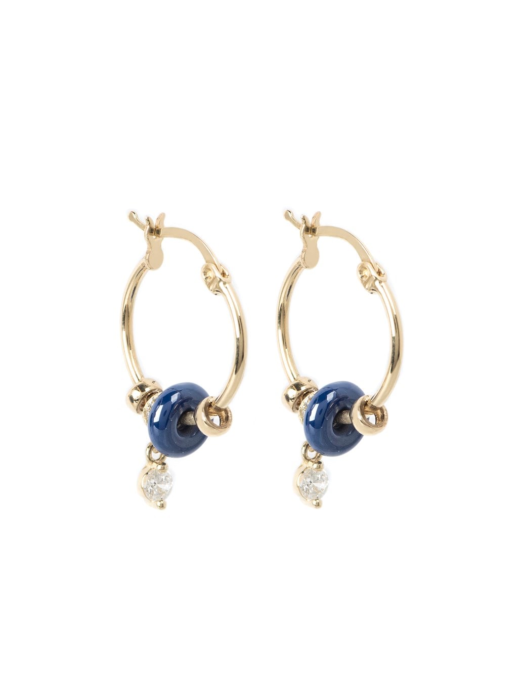  Mavi Kuvars Taşlı Halka Küpe 14 ayar altın