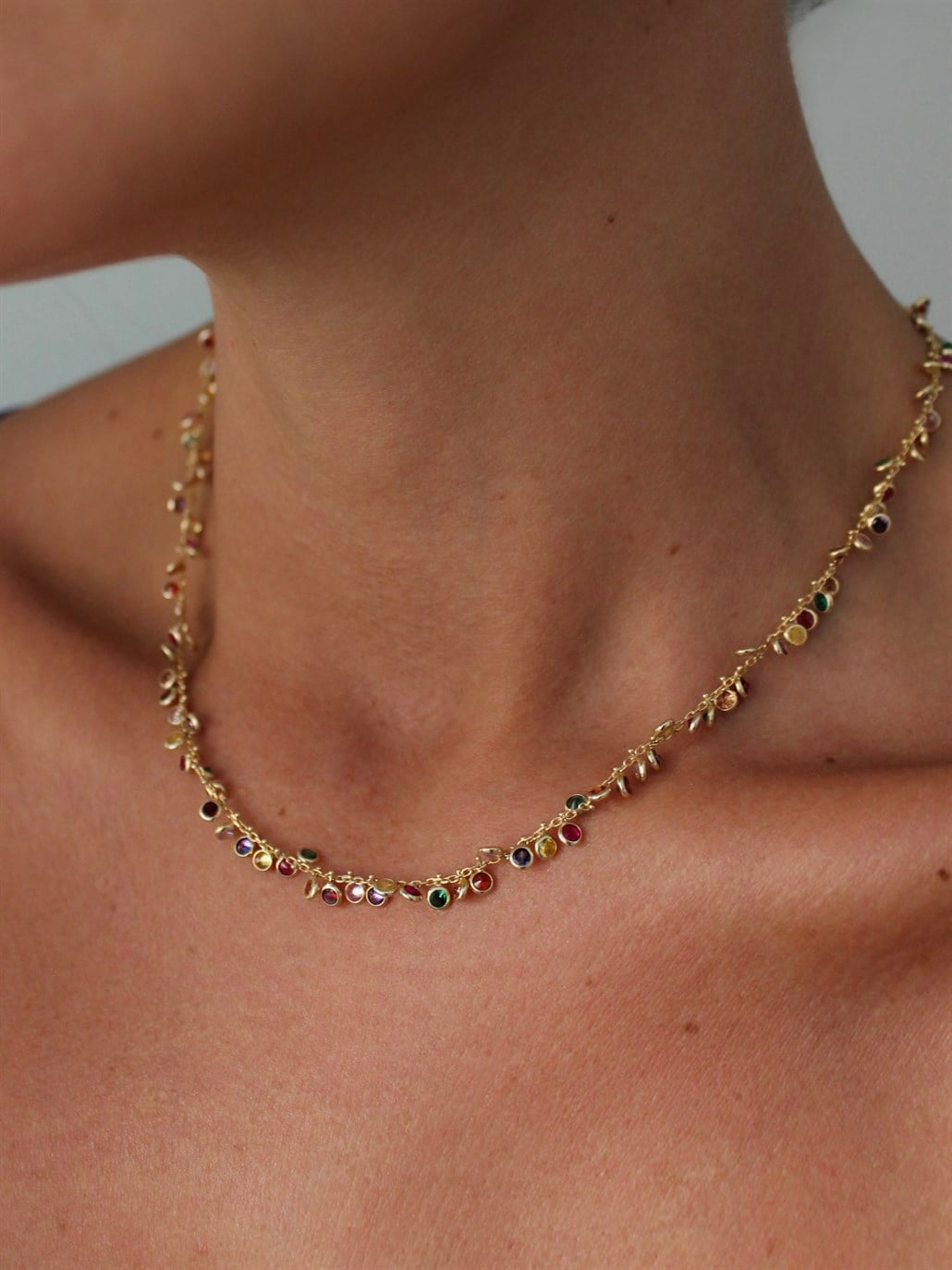 Renkli Pul Kolye 925 Ayar Gümüş