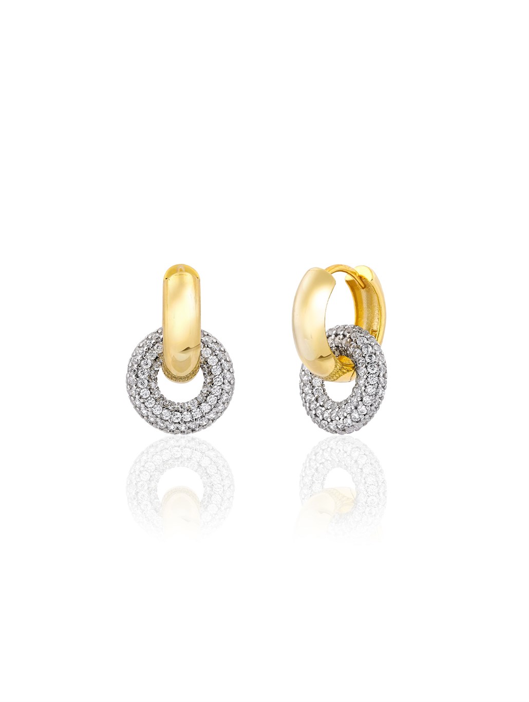 Taşlı Gold&Silver Küpe 925 Ayar Gümüş