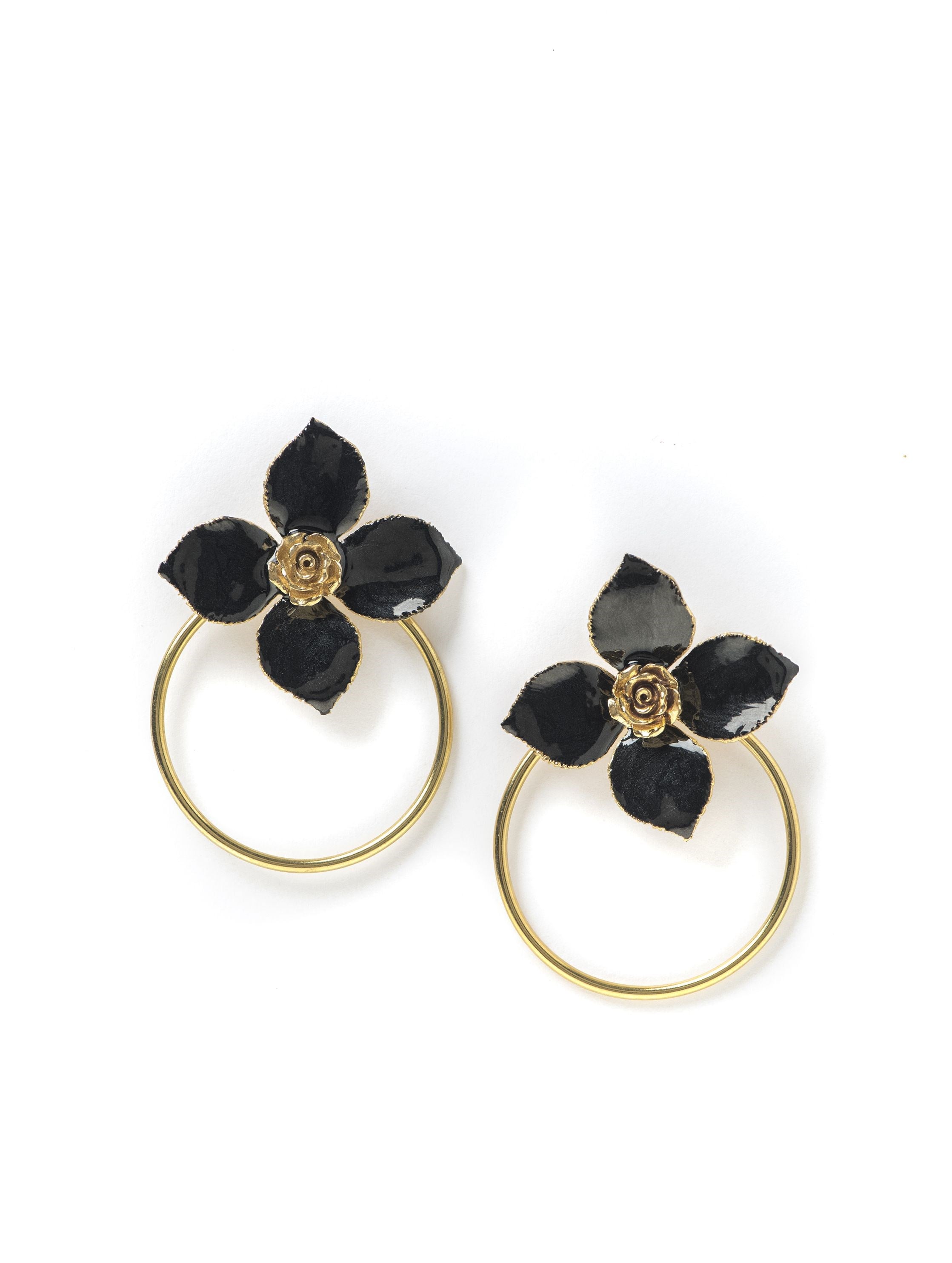 Circle Flower 925 Ayar Gümüş Siyah