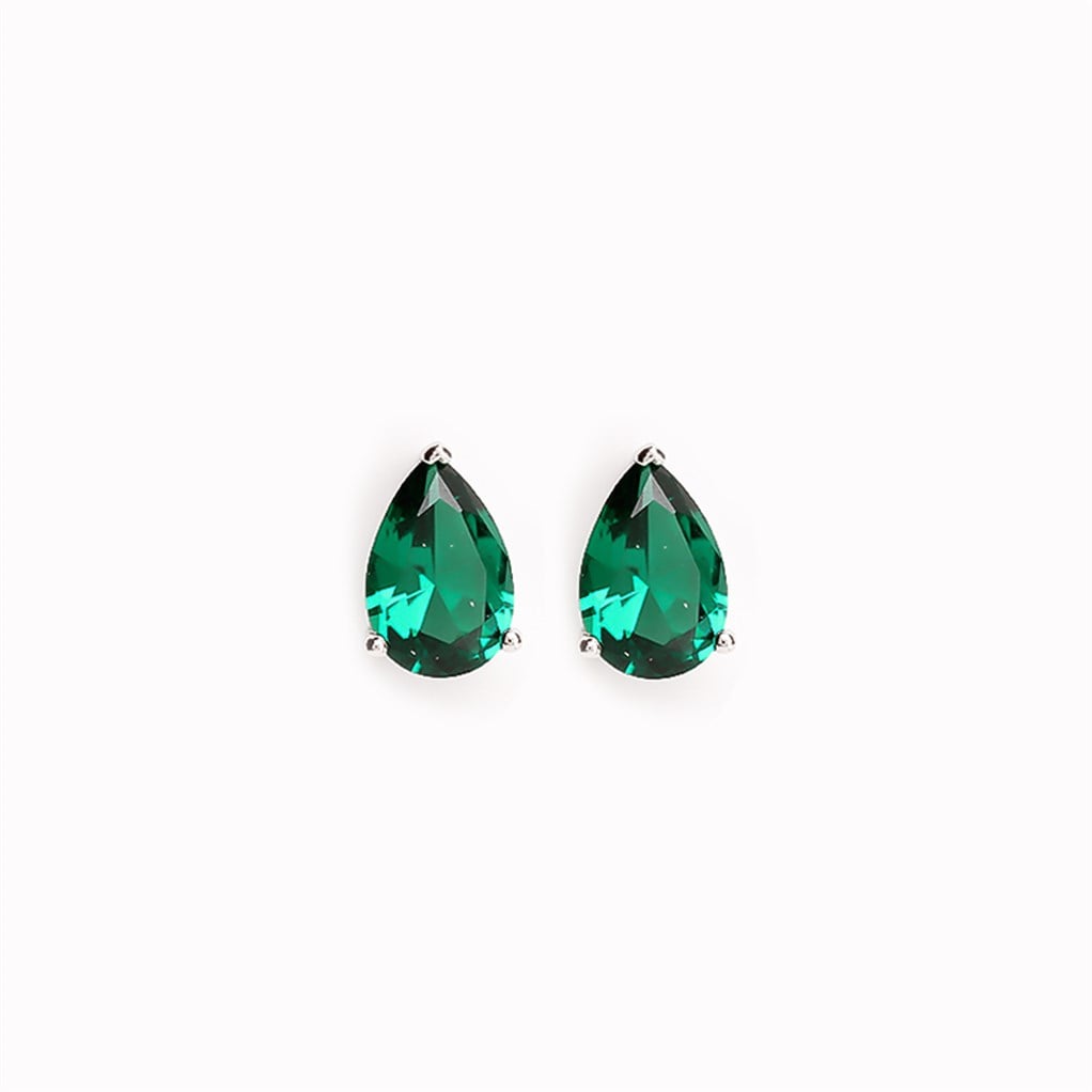 Emerald Damla Küpe 925 Ayar Gümüş