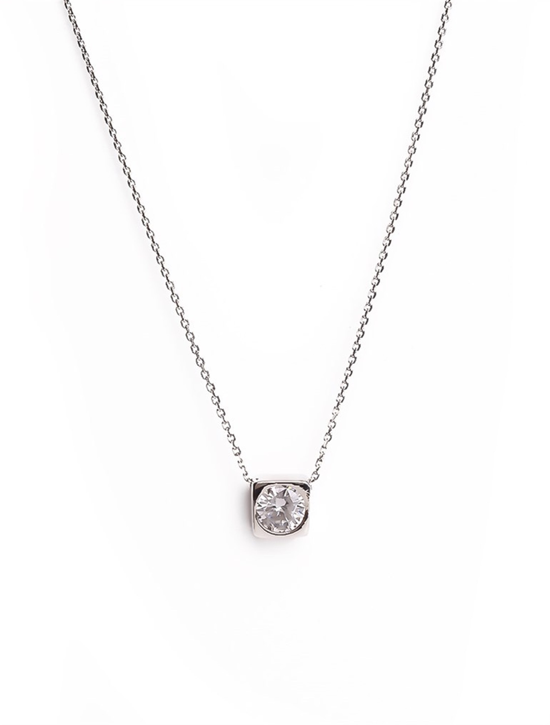 Kare Tektaş Kolye 925 Ayar Gümüş