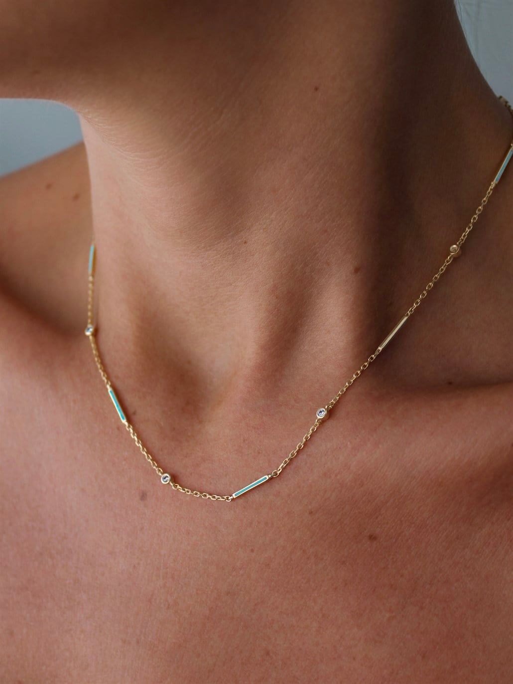 Mavi Stick Kolye 925 Ayar Gümüş