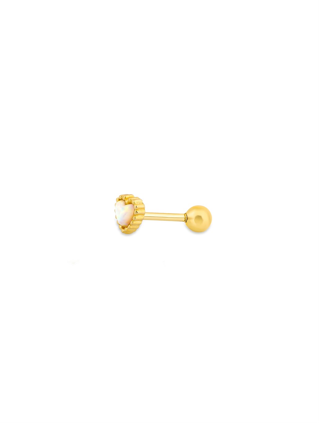 Sedefli Kalp Piercing 925 Ayar Gümüş
