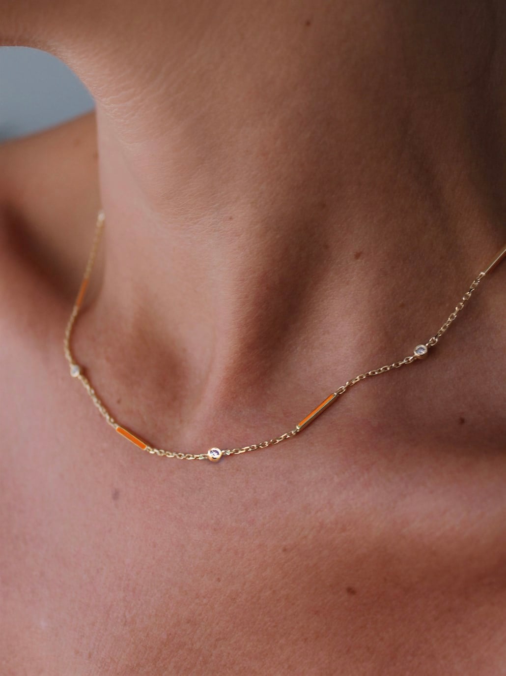 Turuncu Stick Kolye 925 Ayar Gümüş