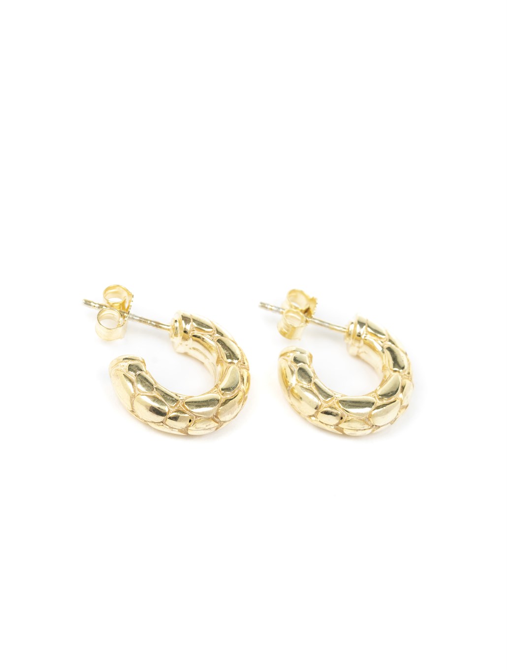 Yılan Derisi Gold Küpe 925 Ayar Gümüş