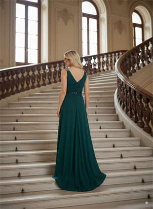 ALCHERA PUL PAYETLİ ASKILI ABİYE ELBİSE