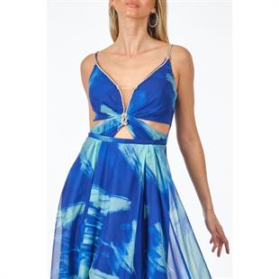 ALCHERA ŞAL DESENLİ ABİYE ELBİSE 