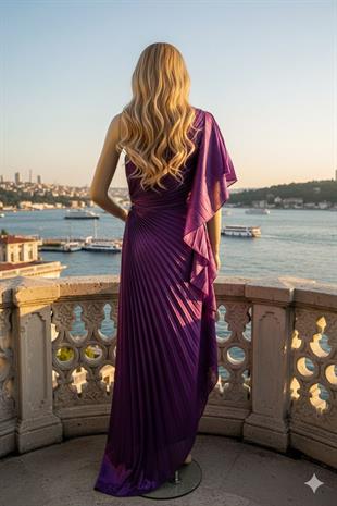 ALCHERA TEK OMUZ AÇIK ABİYE ELBİSE