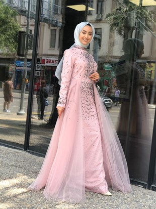 BELLEY TAŞ İŞLEMELİ EVENING DRESS
