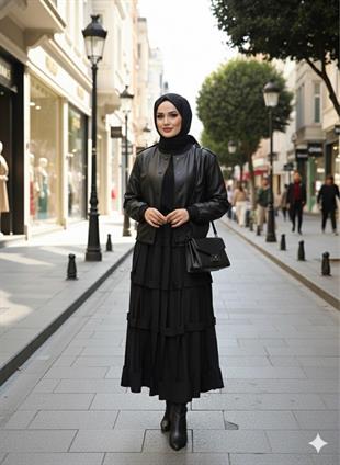 CEREMONY ANJELİK DERİ KAFES ETEK