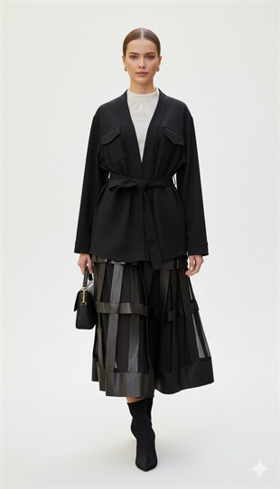 CEREMONY ANJELİK DERİ KAFES ETEK