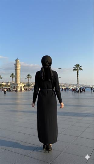 CEREMONY BALIKÇI YAKA KEMER AKSESUARLI TRİKO ELBİSE