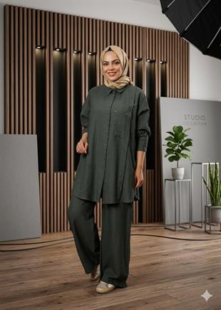 Ceremony Çapraz Cep Detaylı Pantolonlu Safari Takım