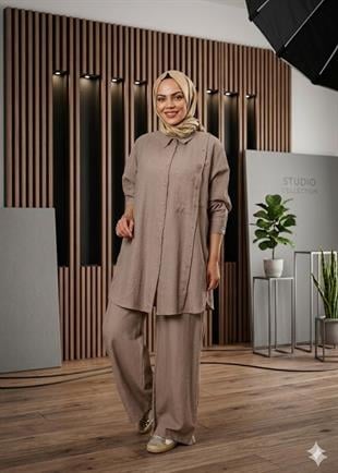 Ceremony Çapraz Cep Detaylı Pantolonlu Safari Takım