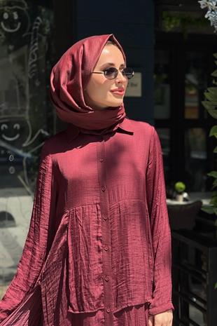 Ceremony Önden Tunik Etek Görünümlü Önden Düğmeli Elbise