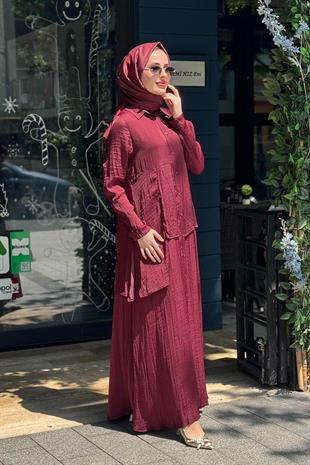 Ceremony Önden Tunik Etek Görünümlü Önden Düğmeli Elbise