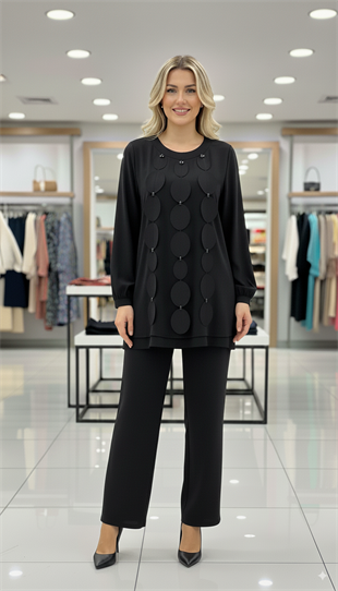 CEREMONY ÖNÜ DERİ PARÇACIKLI BELİ LASTİK Lİ PANTOLONLU TAKIM