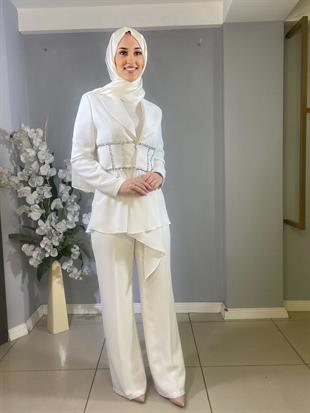 CLİO KREP KUMAŞ CAM TAŞ İŞLEMELİ TAKIM