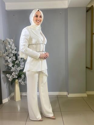 CLİO KREP KUMAŞ CAM TAŞ İŞLEMELİ TAKIM