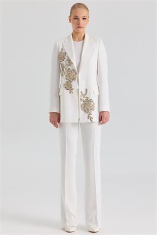 CLİO KREP KUMAŞ NAKIŞ PUL PAYETLİ CEKET PANTOLON TAKIM