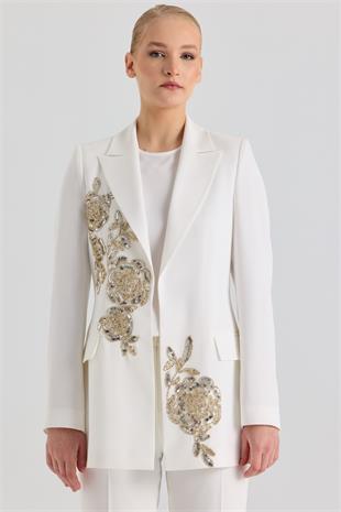 CLİO KREP KUMAŞ NAKIŞ PUL PAYETLİ CEKET PANTOLON TAKIM