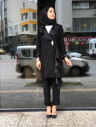 CLIO FRONT RUBBED STONE CREPE SUIT