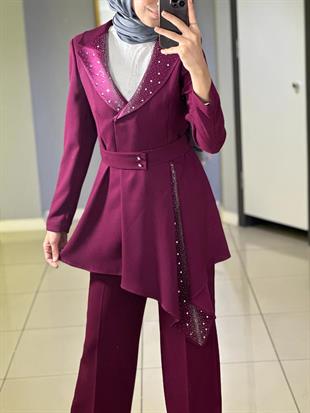 CLİO YAKA TAŞLI PANTALON CEKET TAKIM