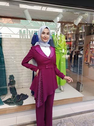 CLİO YAKA TAŞLI PANTALON CEKET TAKIM