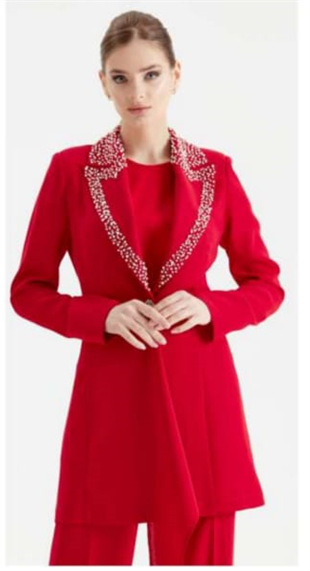 CLIO COLLAR CREPE SUIT WITH STONES