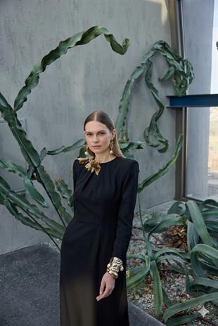 JAMİLA SARAH ALİNA KREP SADE ŞIK ELBİSE