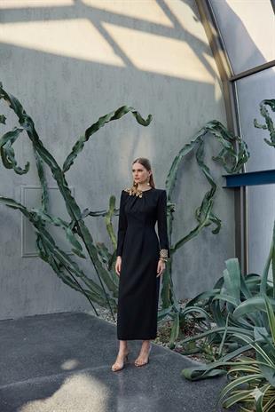 JAMİLA SARAH ALİNA KREP SADE ŞIK ELBİSE