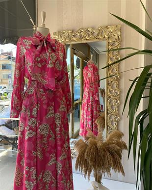 JAMİLA SARAH TEK TARAFI ŞİFONLU İNCİ İŞLEMELİ TAKIM