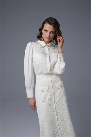 JAMİLA SARAH İNCİ YAKALI BLUZ