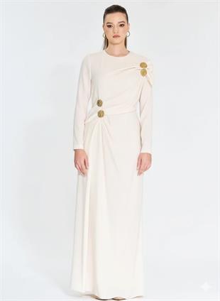 JAMİLA SARAH KREP KUMAŞ LAL ELBİSE