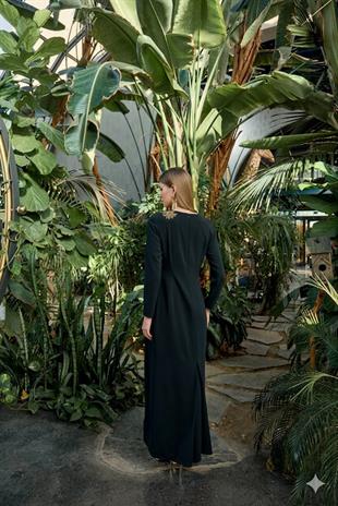 JAMİLA SARAH KREP SATEN LUNARIA SADE ŞIK ELBİSE