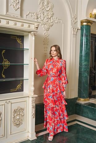 JAMİLA SARAH LİVA KAT KAT ELBİSE