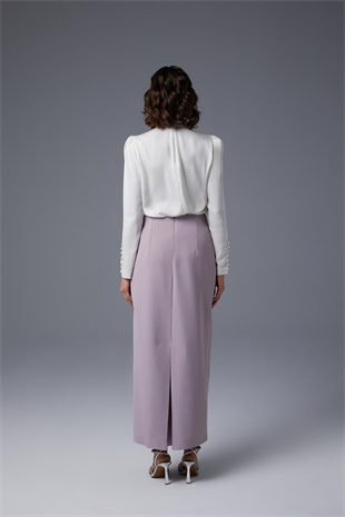 JAMİLA SARAH TAŞ İŞLEMELİ KREP KALEM ETEK