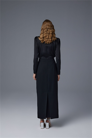 JAMİLA SARAH TAŞ İŞLEMELİ KREP KALEM ETEK