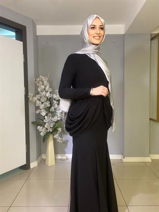 JAMİLA SARAH YANLARI DRAPELİ BALIK ELBİSE