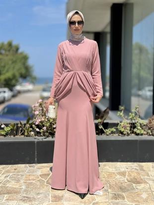 JAMİLA SARAH YANLARI DRAPELİ BALIK ELBİSE