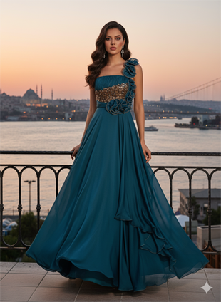 KATRE KESME TAŞLI ABİYE ELBİSE
