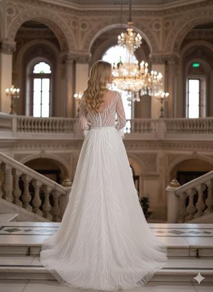 KENZEL Full Beden İşlemeli Kabarık Uzun Abiye Elbise