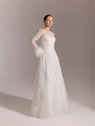 KENZEL Full Beden İşlemeli Kabarık Uzun Abiye Elbise