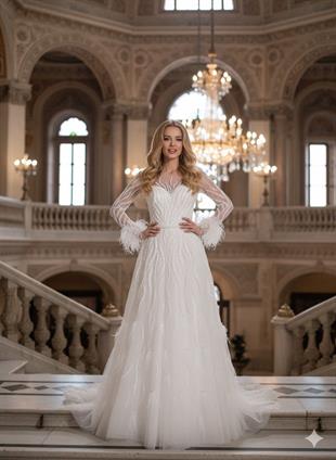 KENZEL Full Beden İşlemeli Kabarık Uzun Abiye Elbise