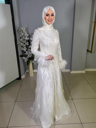 KENZEL Full Beden İşlemeli Kabarık Uzun Abiye Elbise