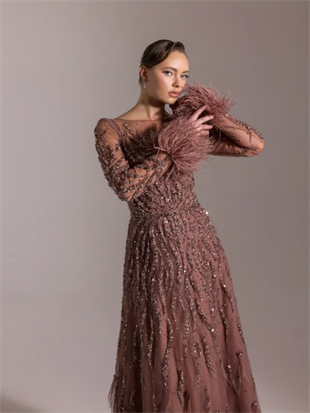 KENZEL Full Beden İşlemeli Kabarık Uzun Abiye Elbise