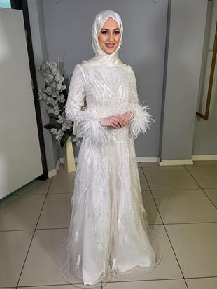 KENZEL Full Beden İşlemeli Kabarık Uzun Abiye Elbise