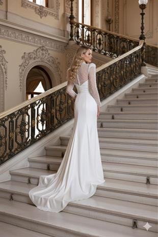 KENZEL İşlemeli Transparan Uzun Kol Tafta Abiye Elbise