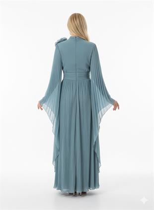 KENZEL KENDİNDEN AKSESUARLI ABİYE ELBİSE